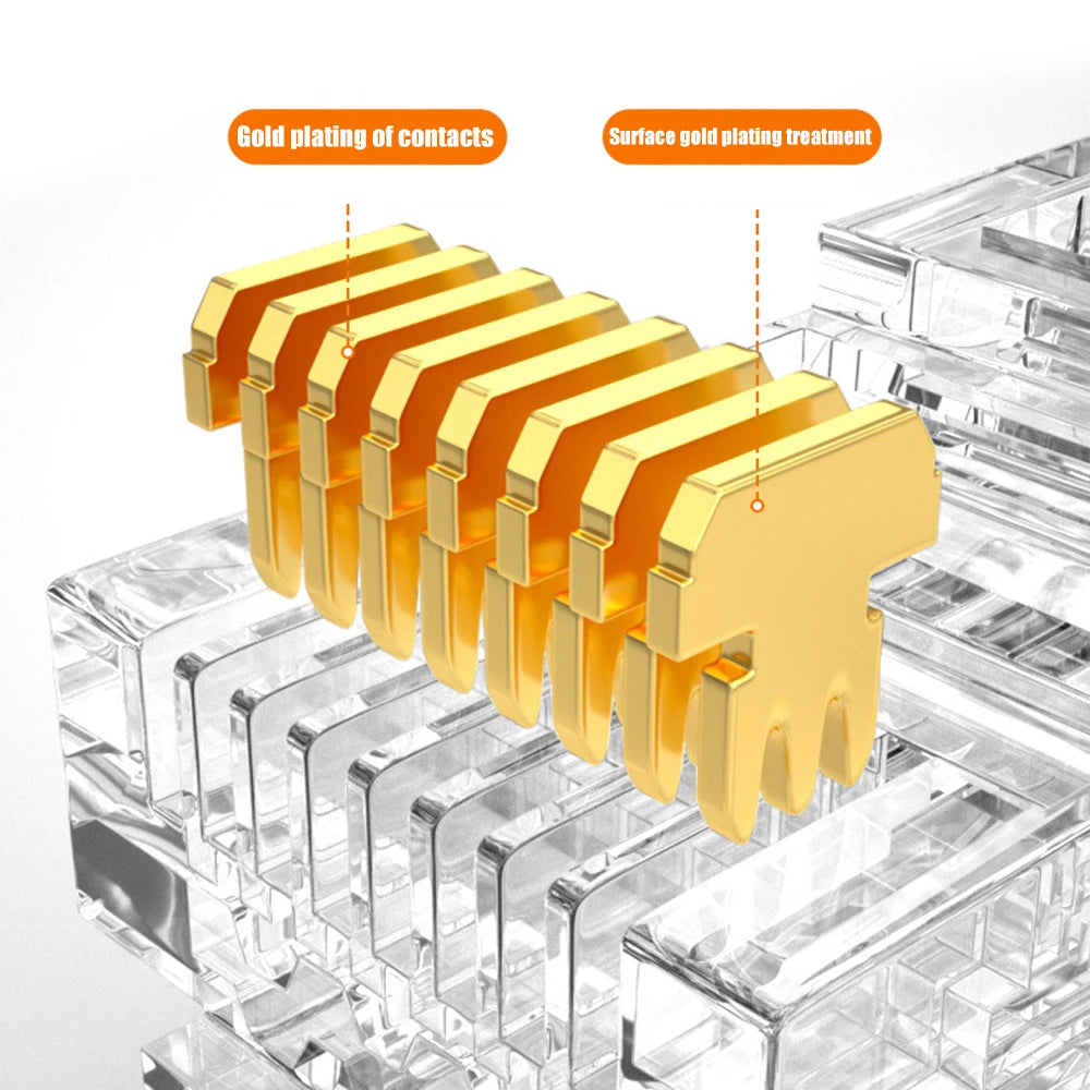 RJ45 CAT6 CAT5e Ethernet Connectors – Transparent Crystal Heads