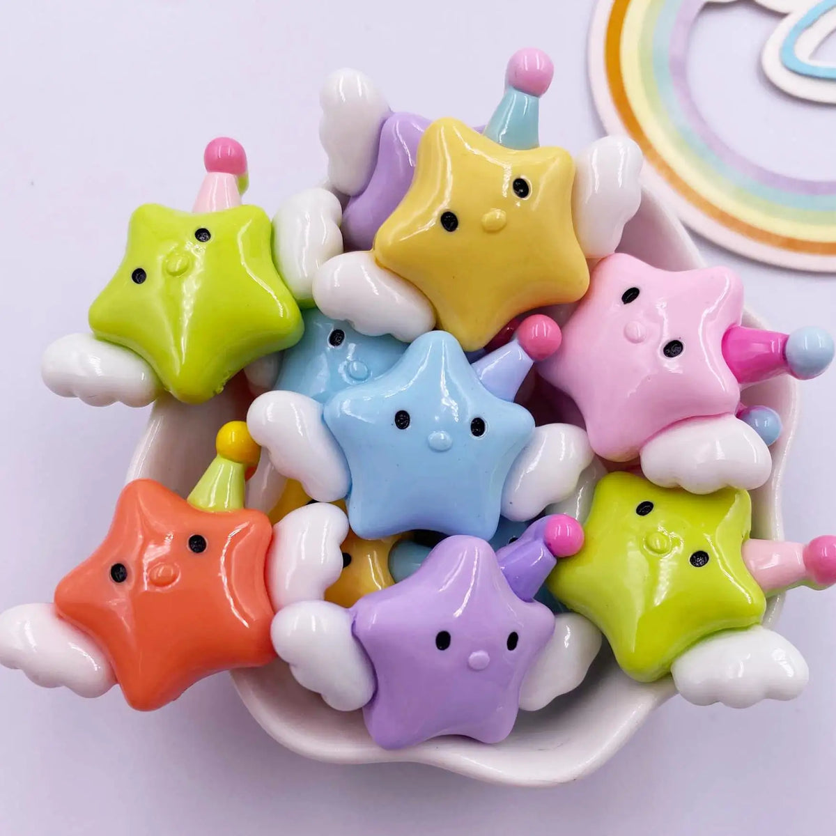Resin Kawaii Angel Star Baby Flatback Figurines 6PCS DIY Crafts