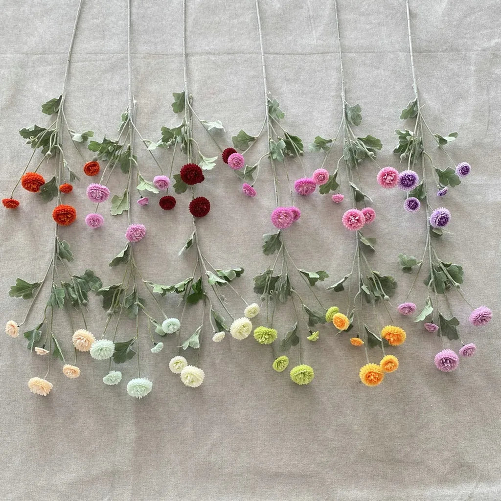 Bendable Artificial Chrysanthemum Stem | 5 Flocked Heads