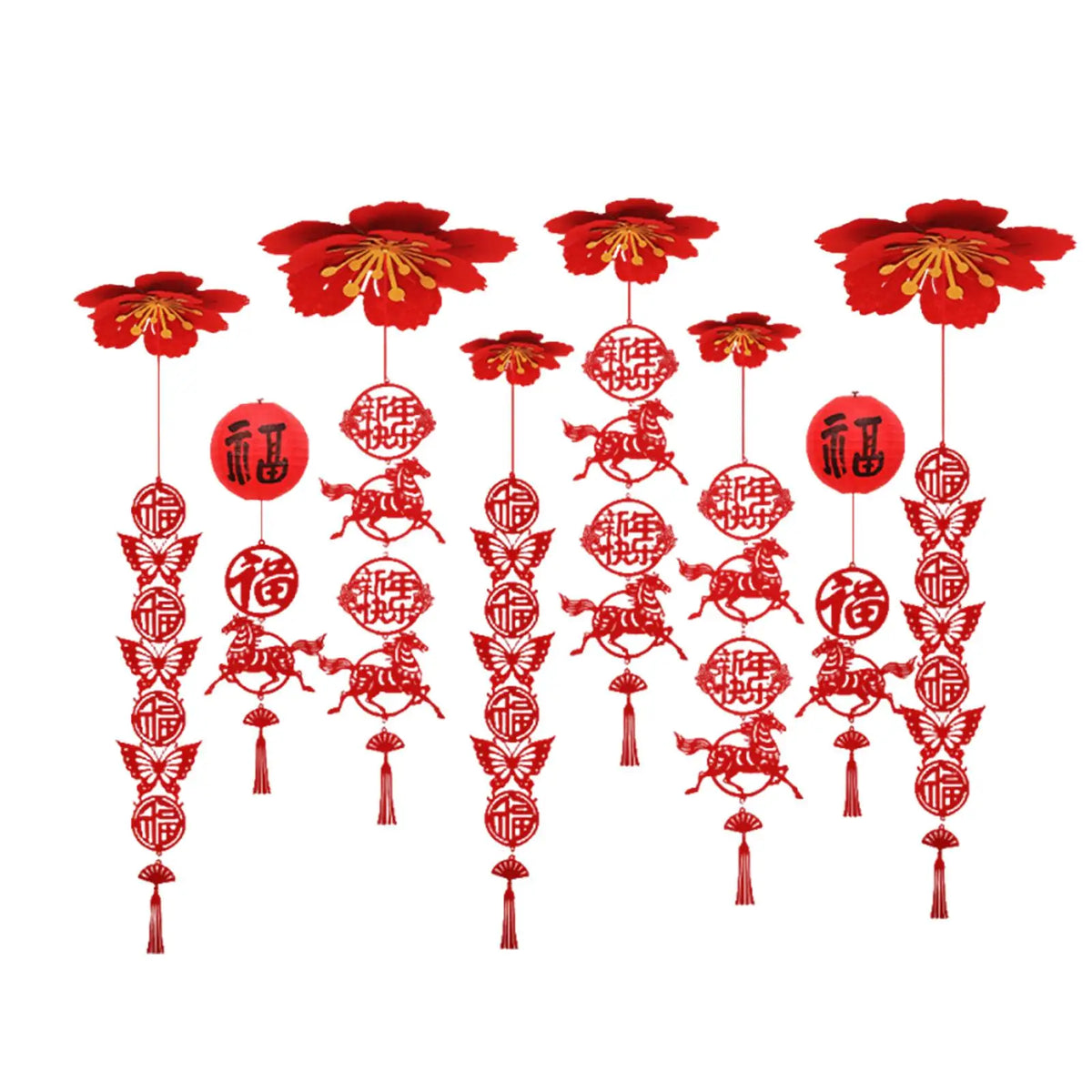 Red Felt Chinese New Year Ceiling Pendant & Tassel Ornament