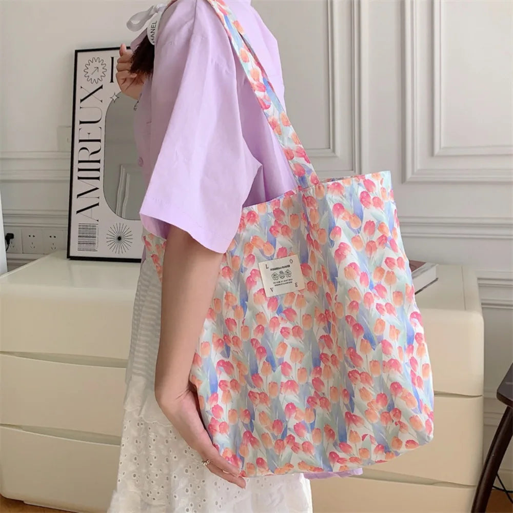 Women's Vintage Floral Cotton Shoulder Bag – Large Tote