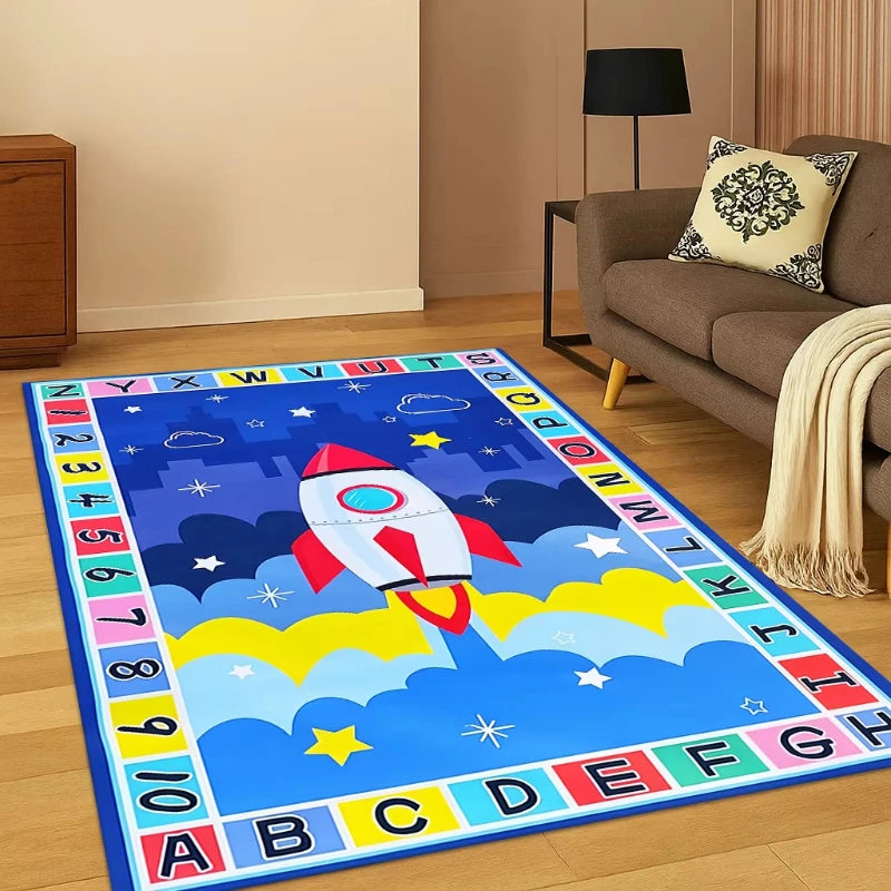 Kids Hopscotch Play Rug – Non-Slip Cartoon Area Rug