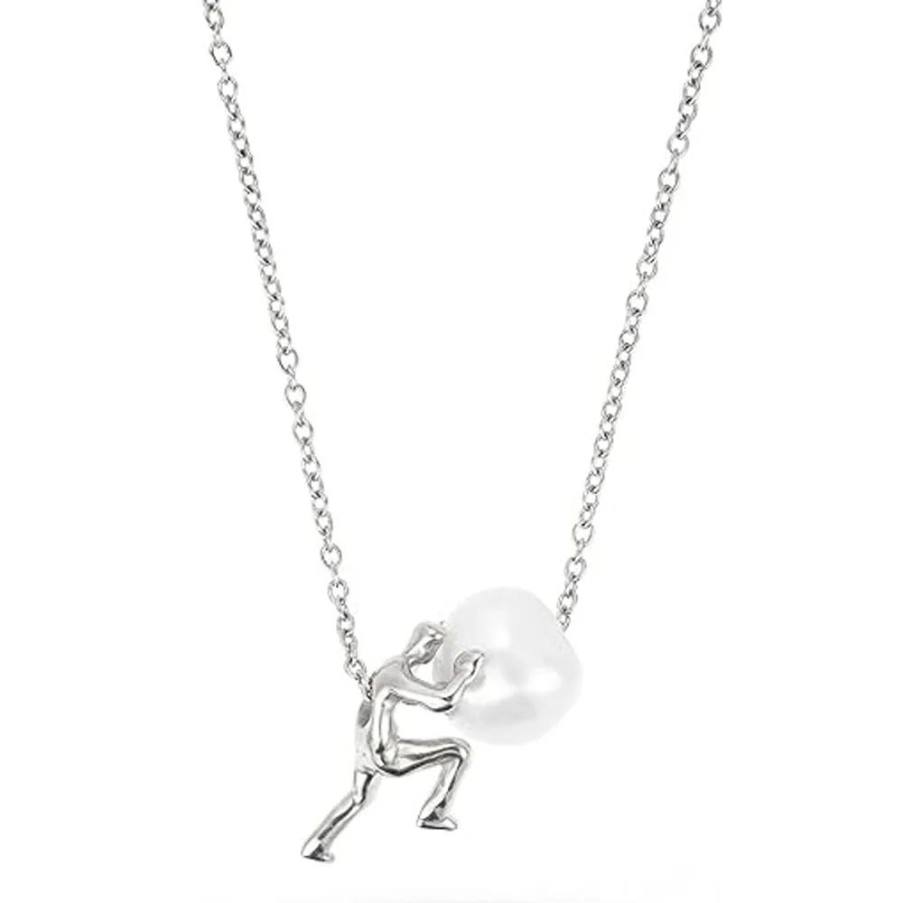 Sisyphus Pendant Necklace – Perseverance Symbol Silver Jewelry