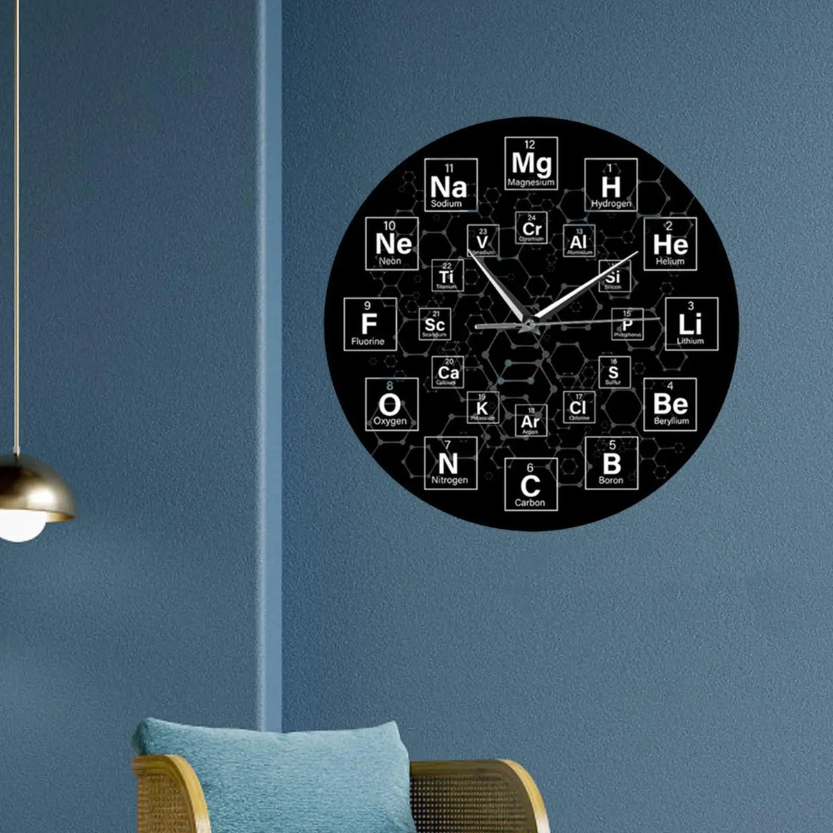 Periodic Table Wall Clock – Silent Non-Ticking Science Décor