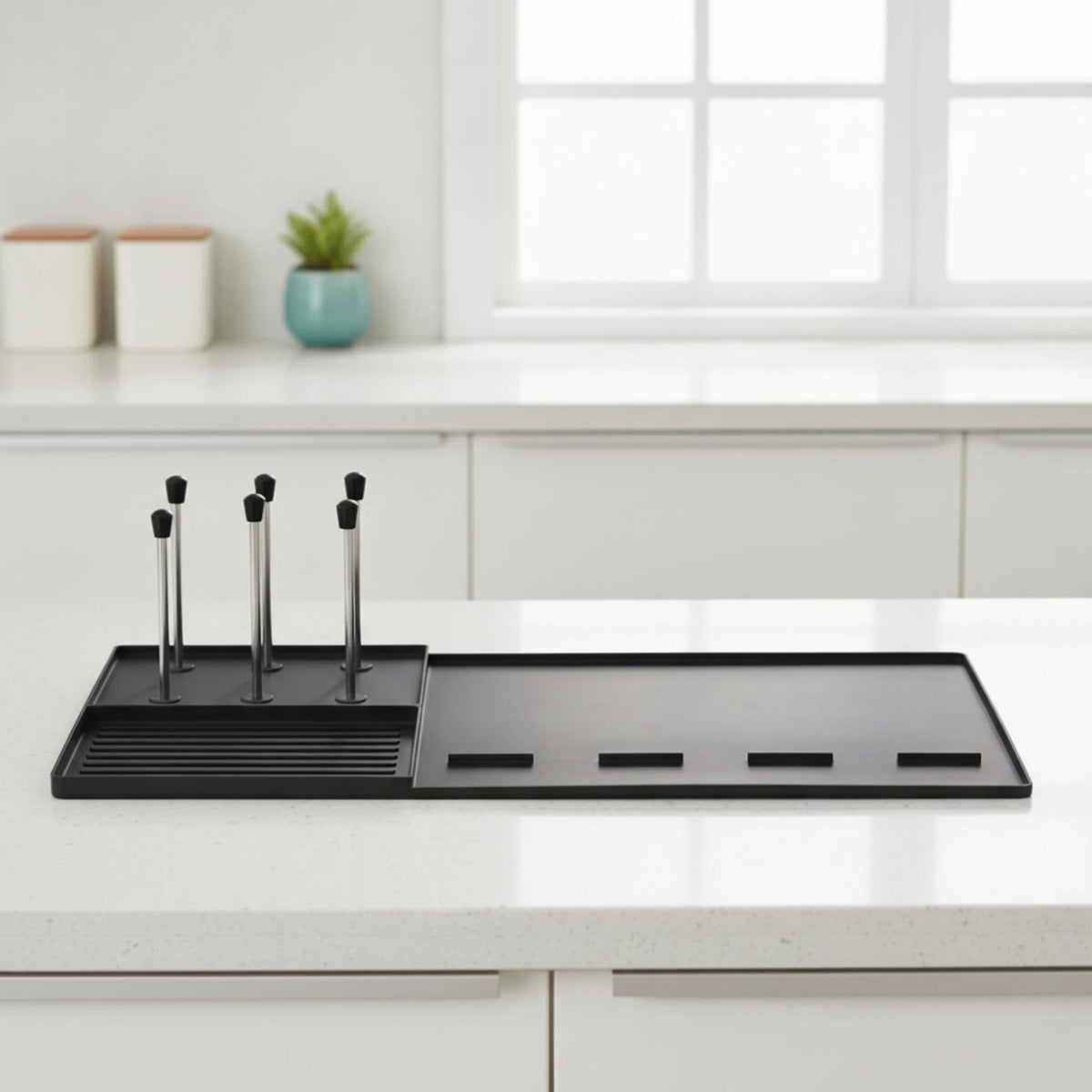 Silicone Mini Fridge Mat – Spill Tray with Cup Holders