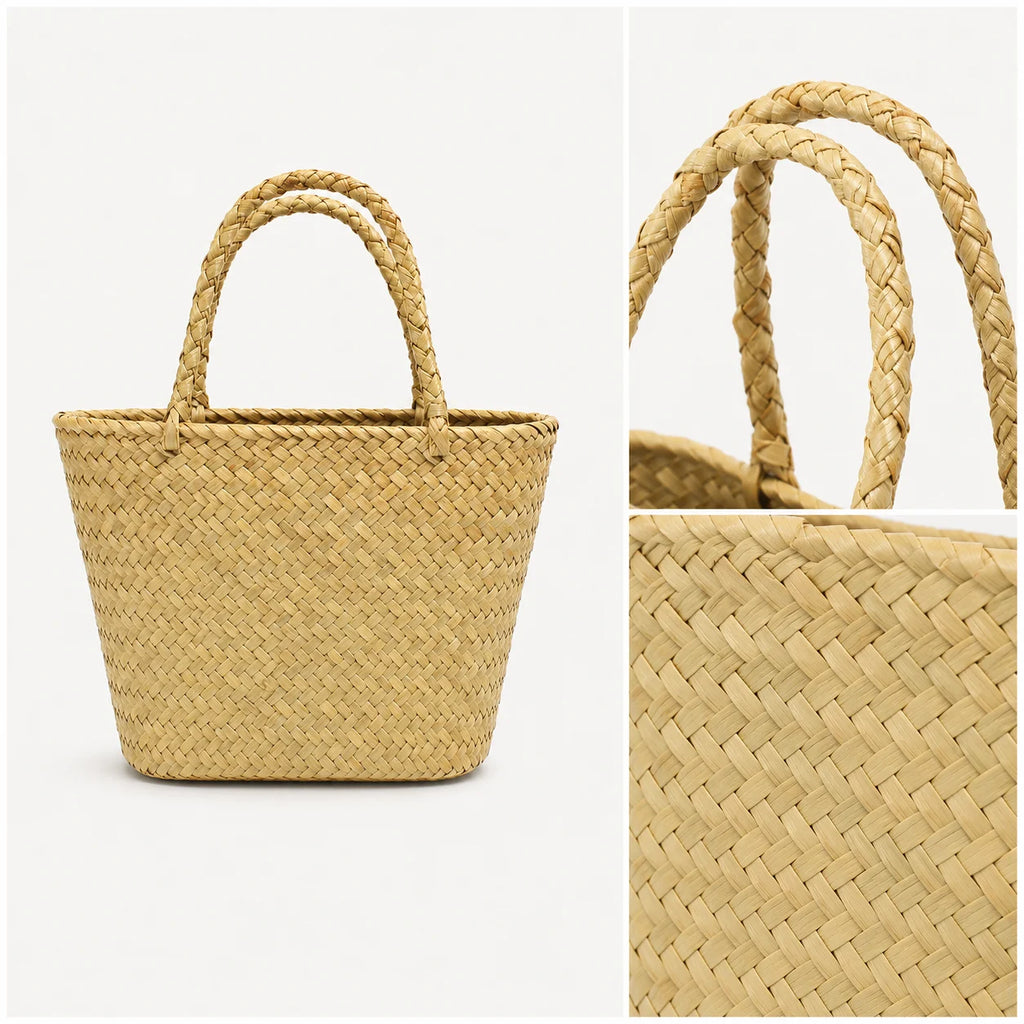 Handmade Rope Woven Beach Tote Bag | Nylon Bead Basket Bag
