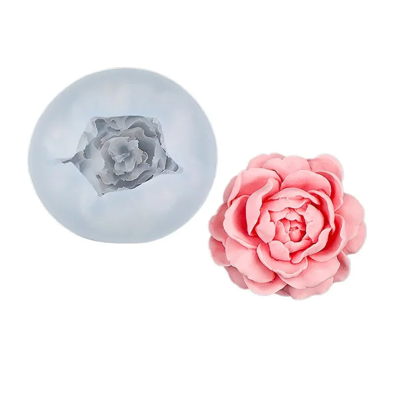 3D Flower Silicone Mould – Rose Peony Candle Soap Resin Craft