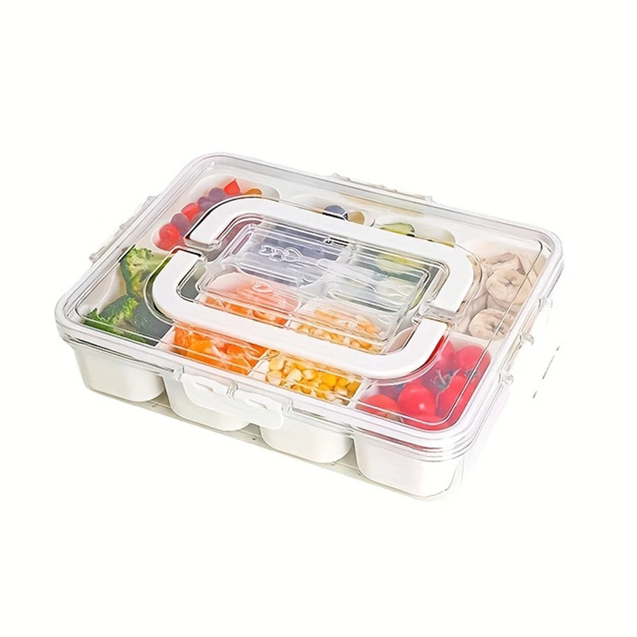 Snackle Box Divided Serving Tray with Lid, Handle & Cutlery