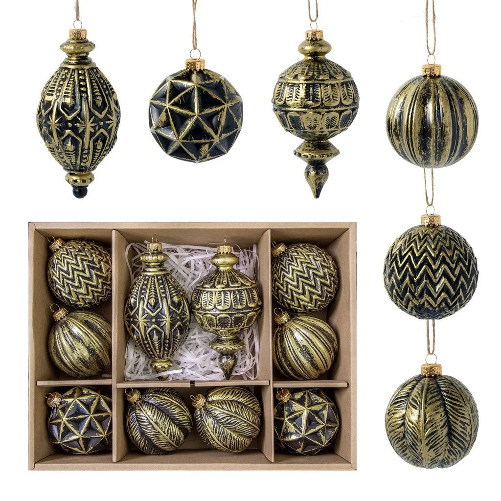 European Vintage Painted Christmas Ball Ornaments Set of 10
