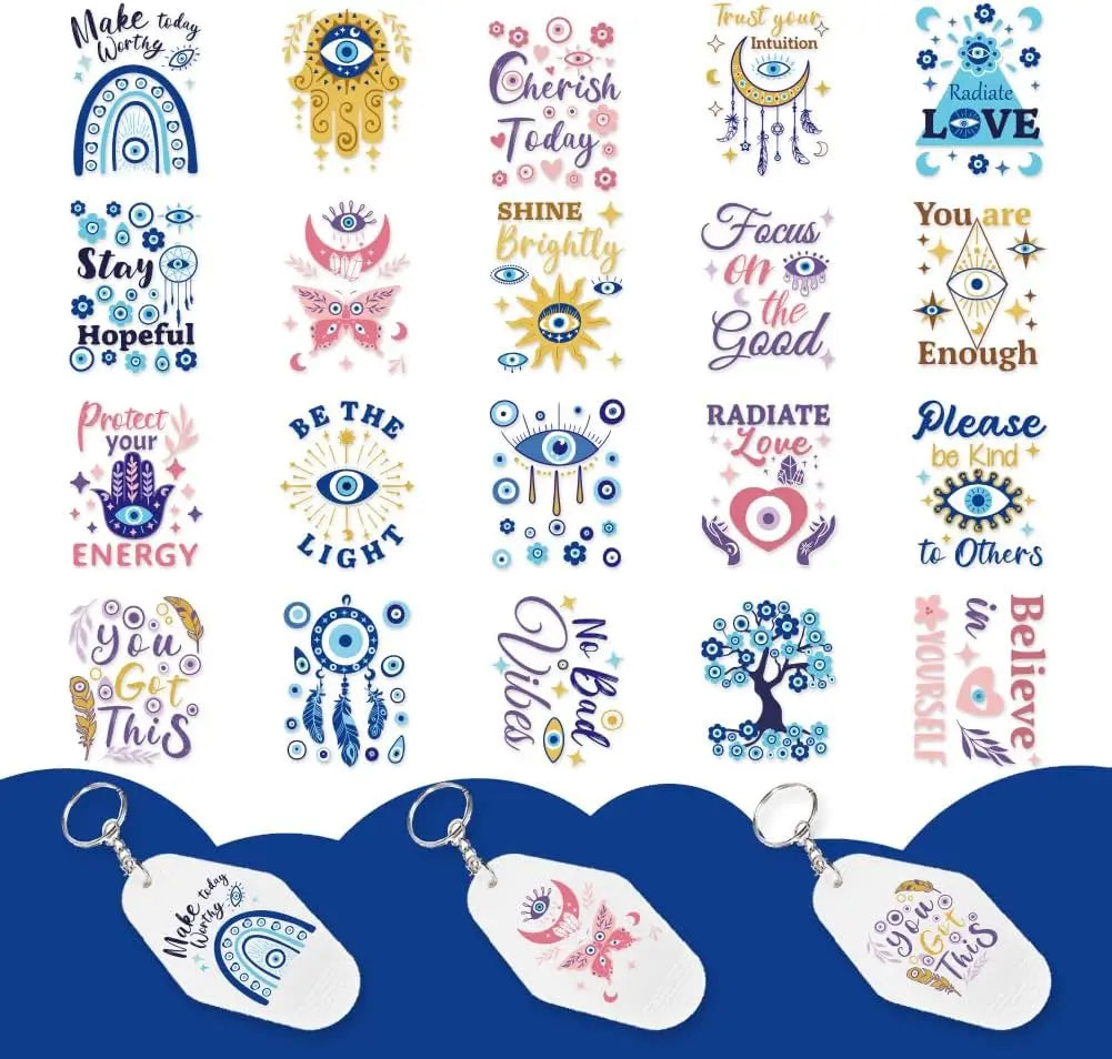 UV DTF Evil Eye Transfer Stickers – 10 Sheets, 100pcs Decals