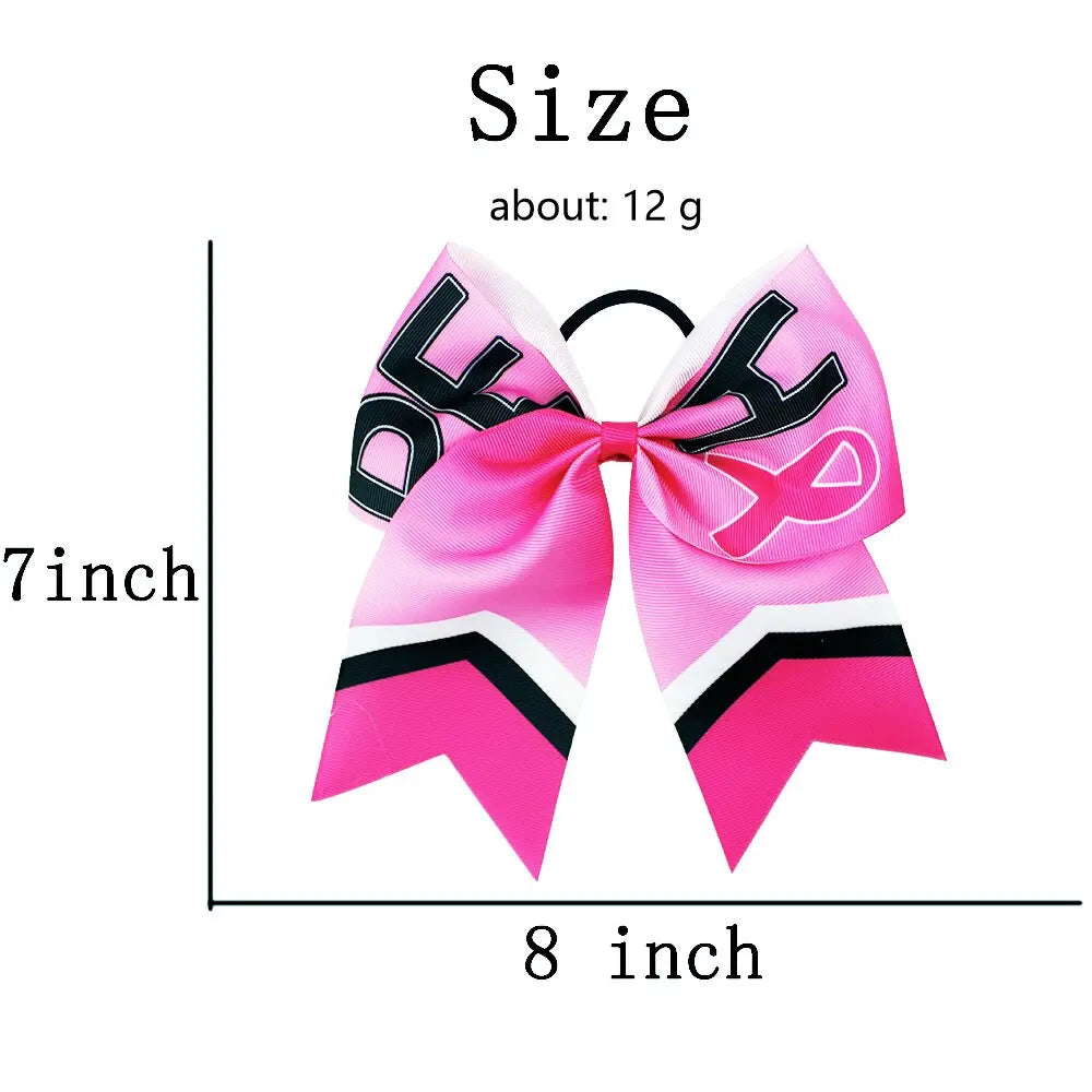 20-Pack 8" Pink Ribbon Cheer Bow Hair Ties for Girls & Women