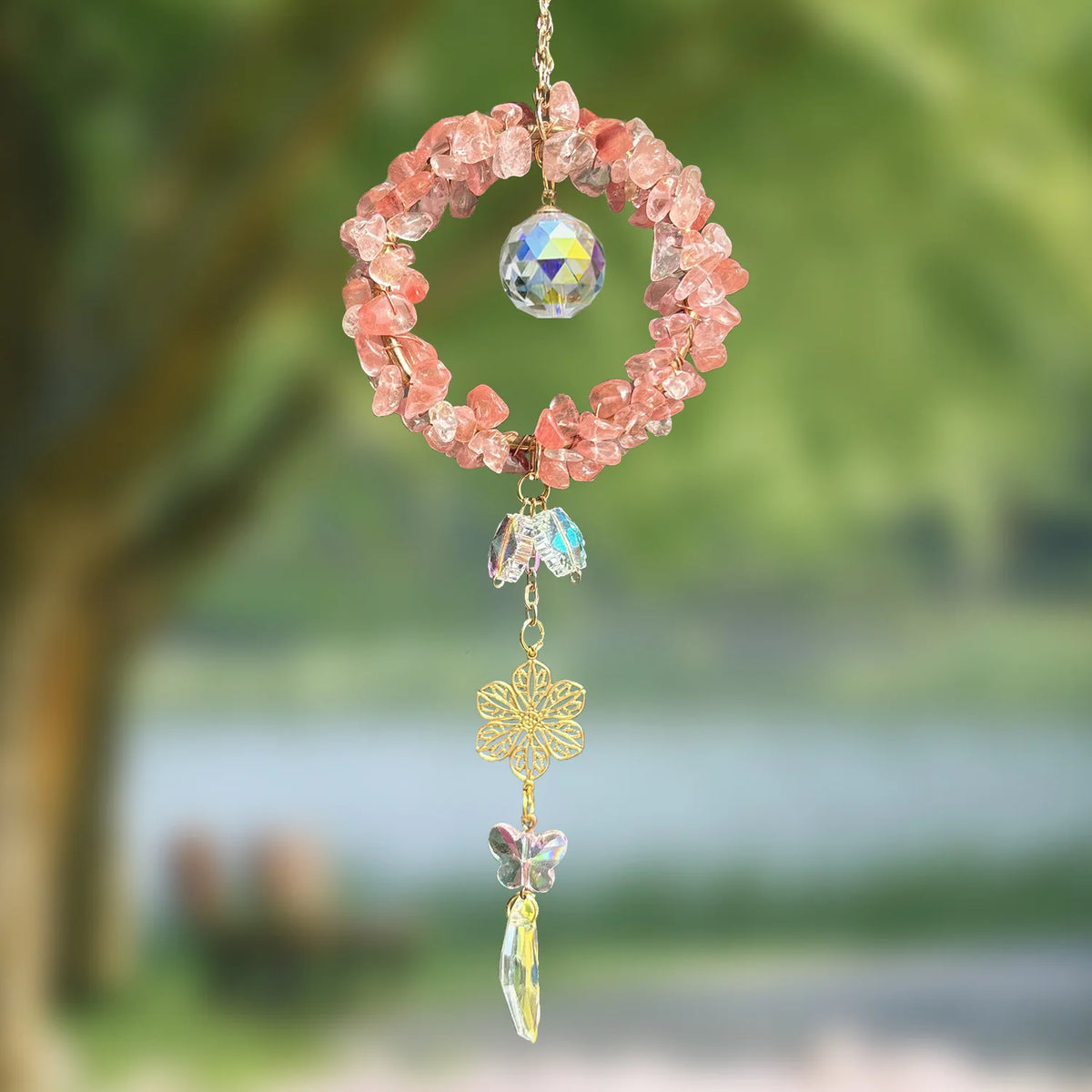 Natural Crystal Suncatcher Rainbow Prism Window & Car Ornament