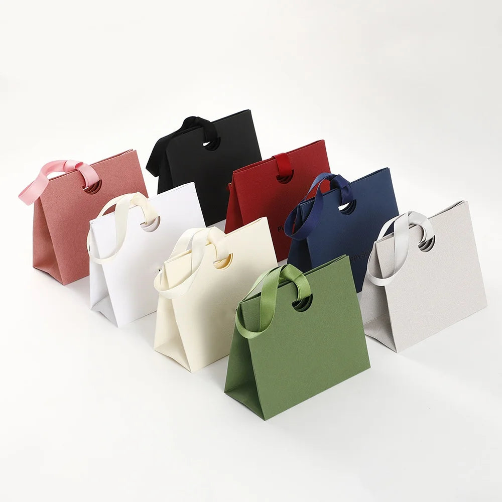 Jewelry Gift Paper Tote Bag with Ribbon | Elegant Packaging