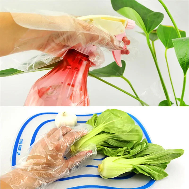 100-Pack Disposable Plastic Gloves for Kitchen, BBQ & Food Prep