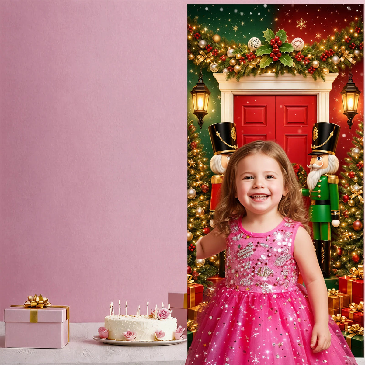 Christmas Photo Backdrop Banner – Red & Green Holiday Party