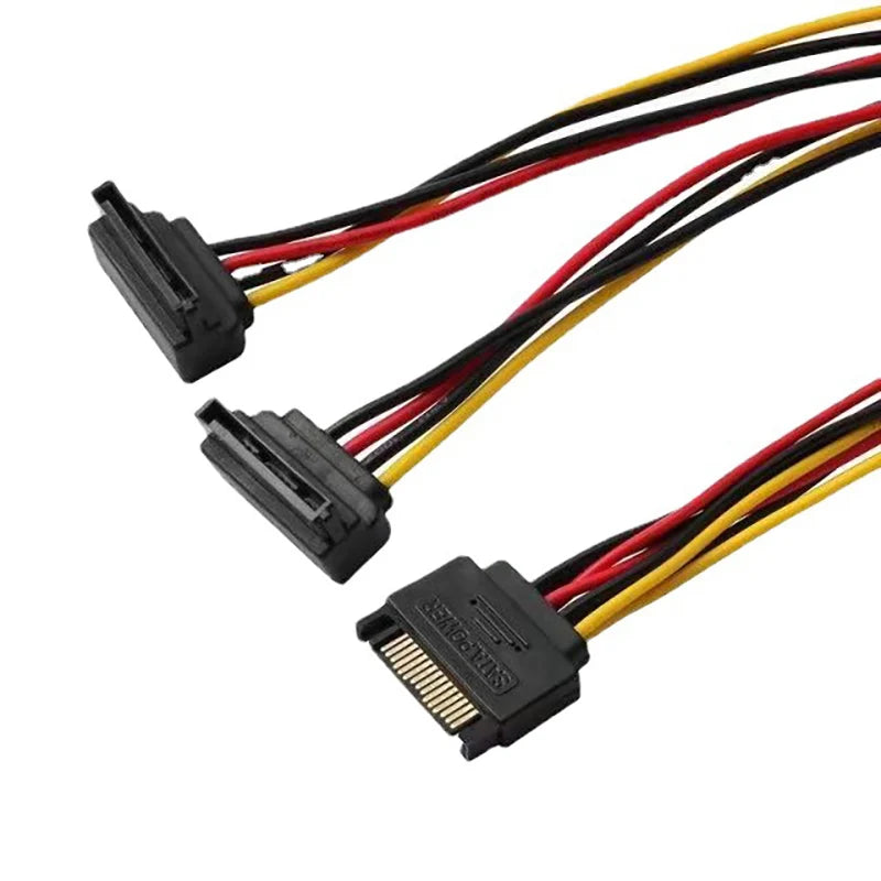 15-Pin SATA 1-to-2 Power Splitter Cable | 90° Elbow Adapter