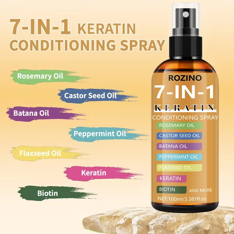 ROZINO 7-in-1 Keratin Hair Oil Spray – Leave-In 100ml