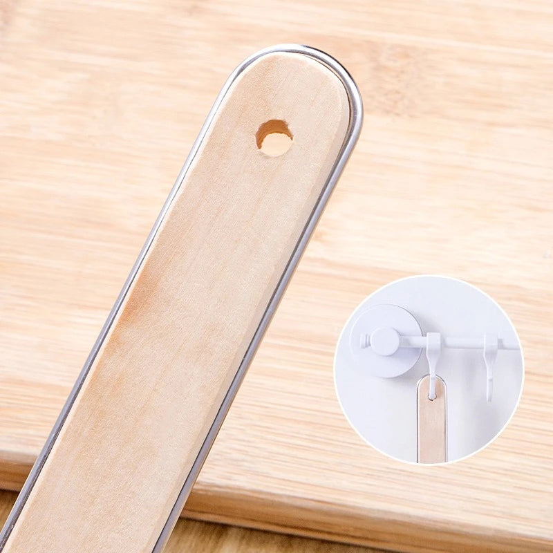 Wooden Handle Stainless Steel Fine Mesh Skimmer Strainer Spoon