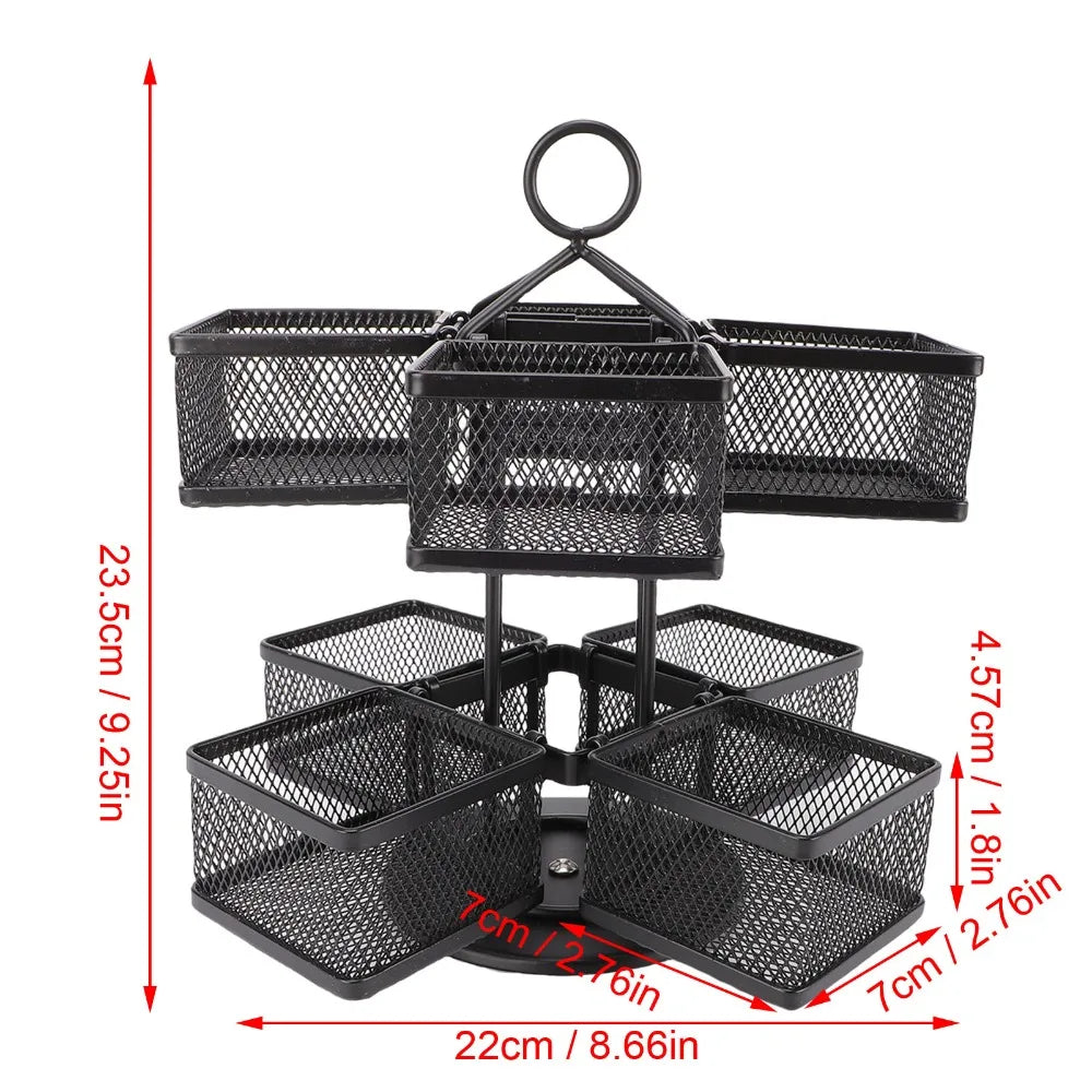 2-Tier Rotating Tea Bag Organizer – 8 Baskets, 96 Capacity