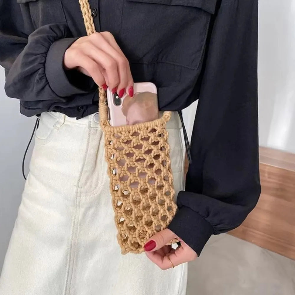 Woven Crochet Crossbody Phone Bag – Braided Shoulder Bag
