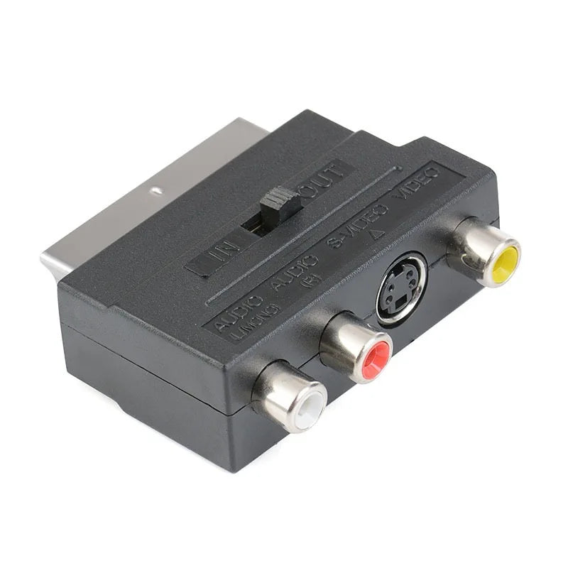 21-Pin RGB SCART to 3 RCA S-Video AV Adapter Converter