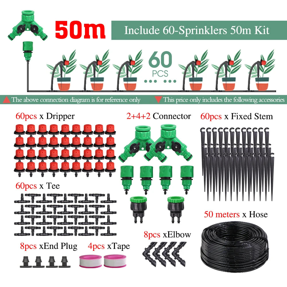 1/4" Drip Irrigation Kit – Auto Garden Watering System 5–50m