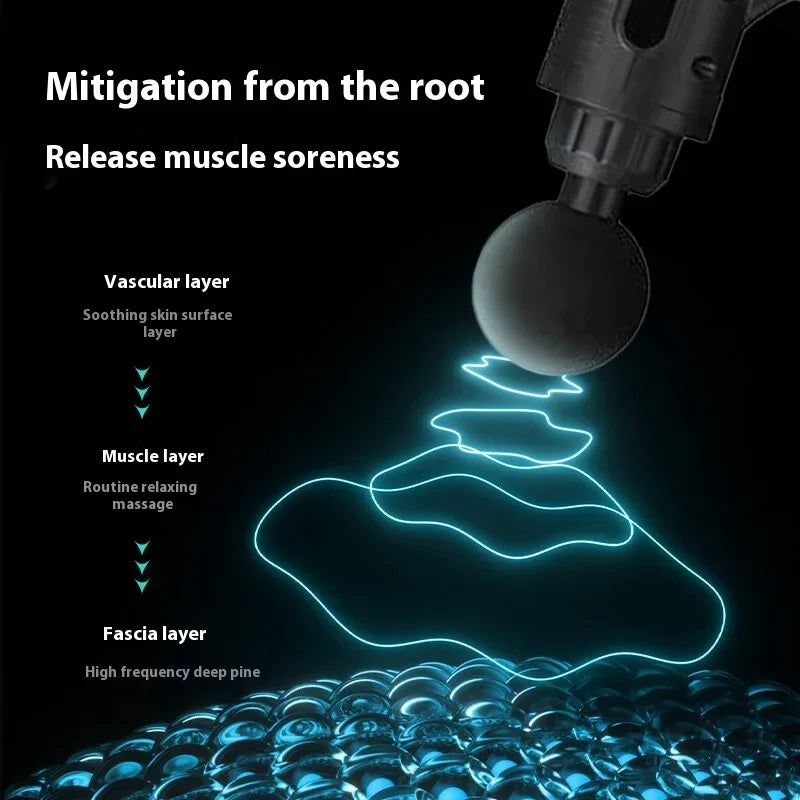 LCD Fascia Gun – 30-Speed Percussion Muscle Massager, 6 Heads