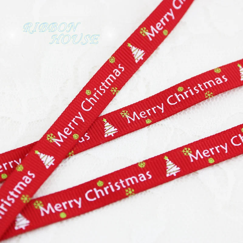 Red Merry Christmas Grosgrain Ribbon – 25 Yards, 1" Wide