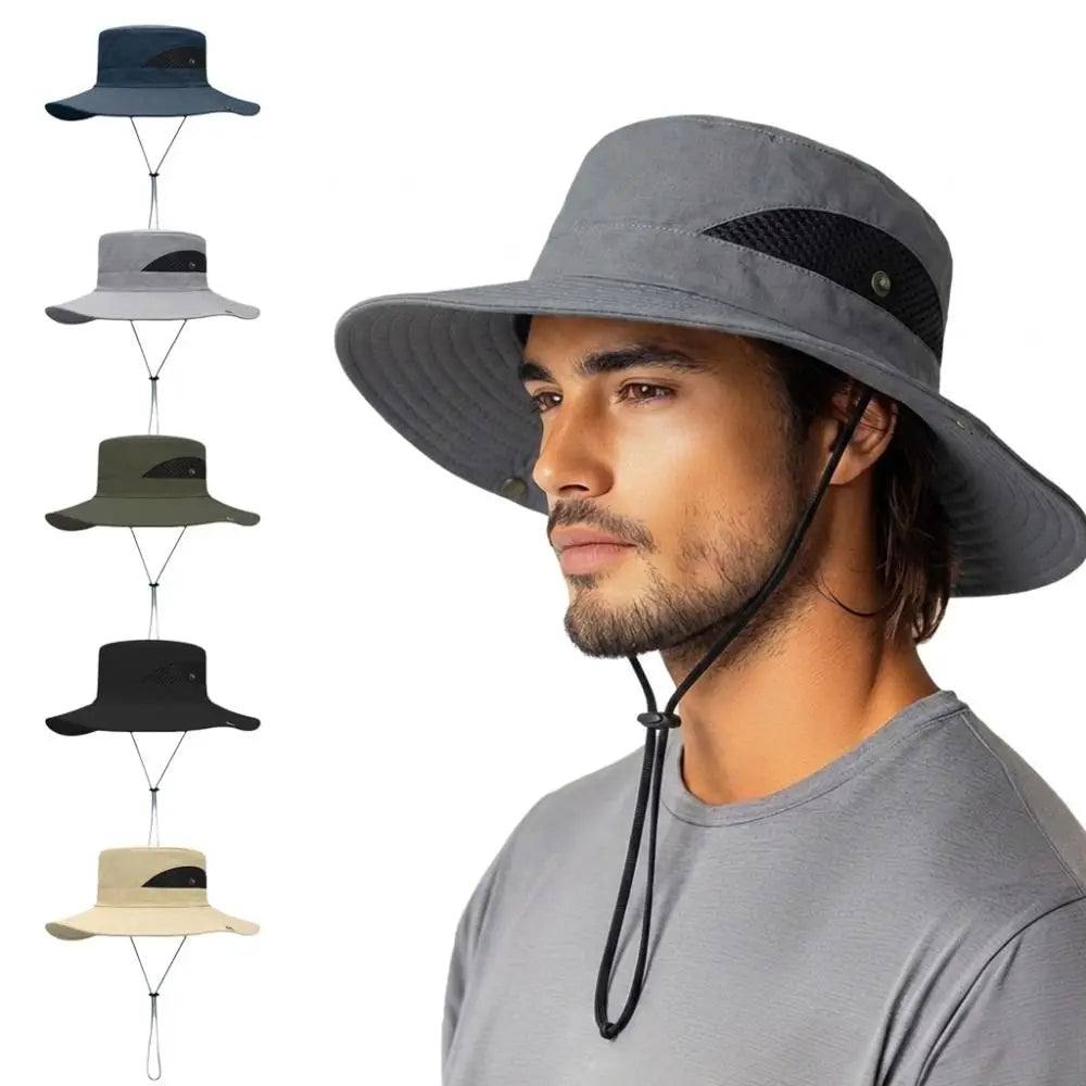 Wide Brim UV Mesh Bucket Sun Hat – Unisex Outdoor Fishing