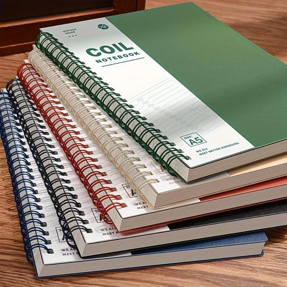 A5/B5 Spiral Notebook – 120 Cream Pages, Lay-Flat Coil Binding
