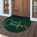 Christmas Half Round Door Mat – Non-Slip Dark Green Felt Rug