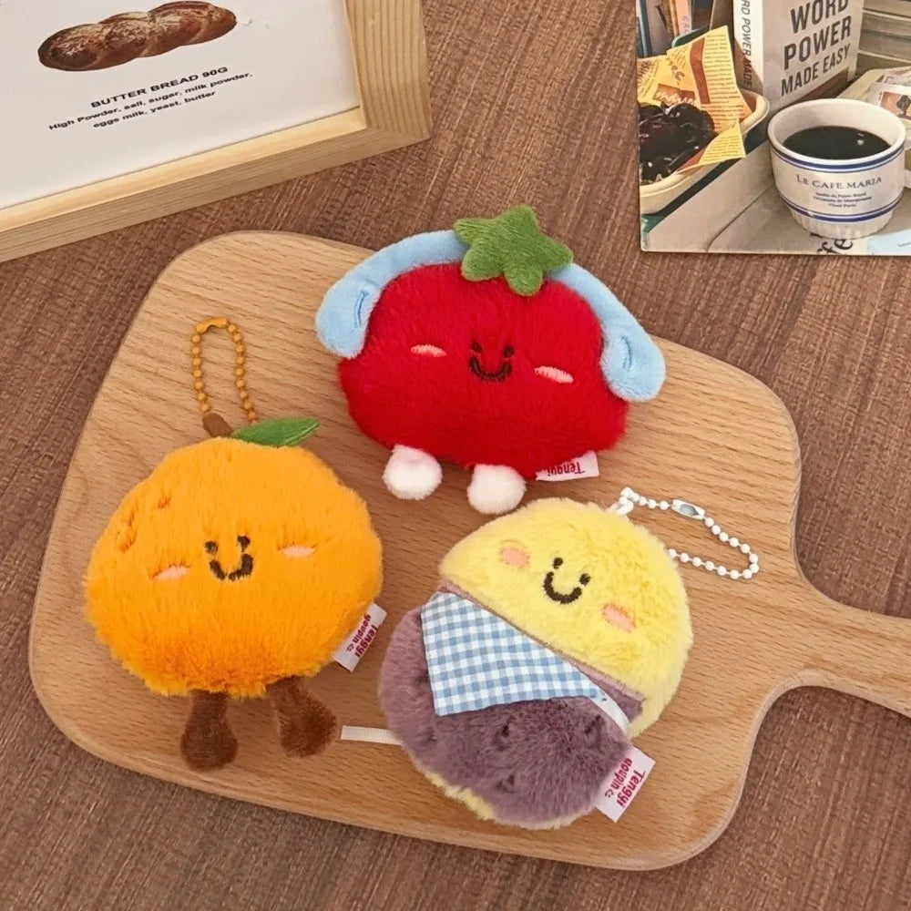 Cartoon Fruit Plush Keychain – Cute Bag Charm Pendant Gift
