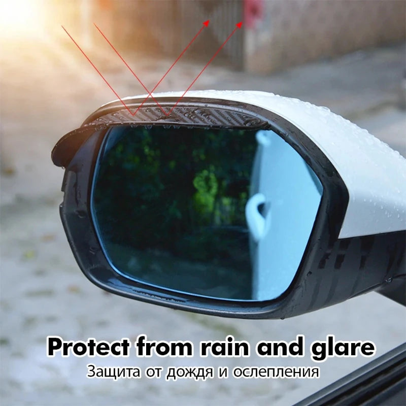 Carbon Fiber Rearview Mirror Rain Guards | Waterproof Baffles 2PC
