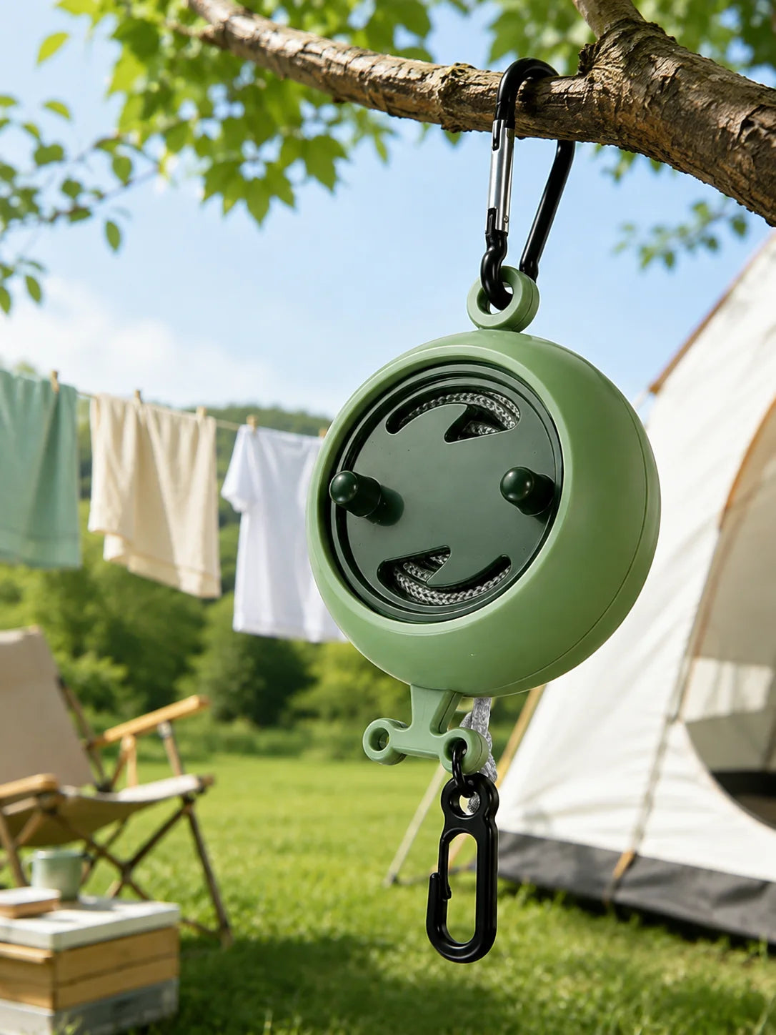 Retractable Clothesline with Dual Carabiner Hooks | 1–9m Travel