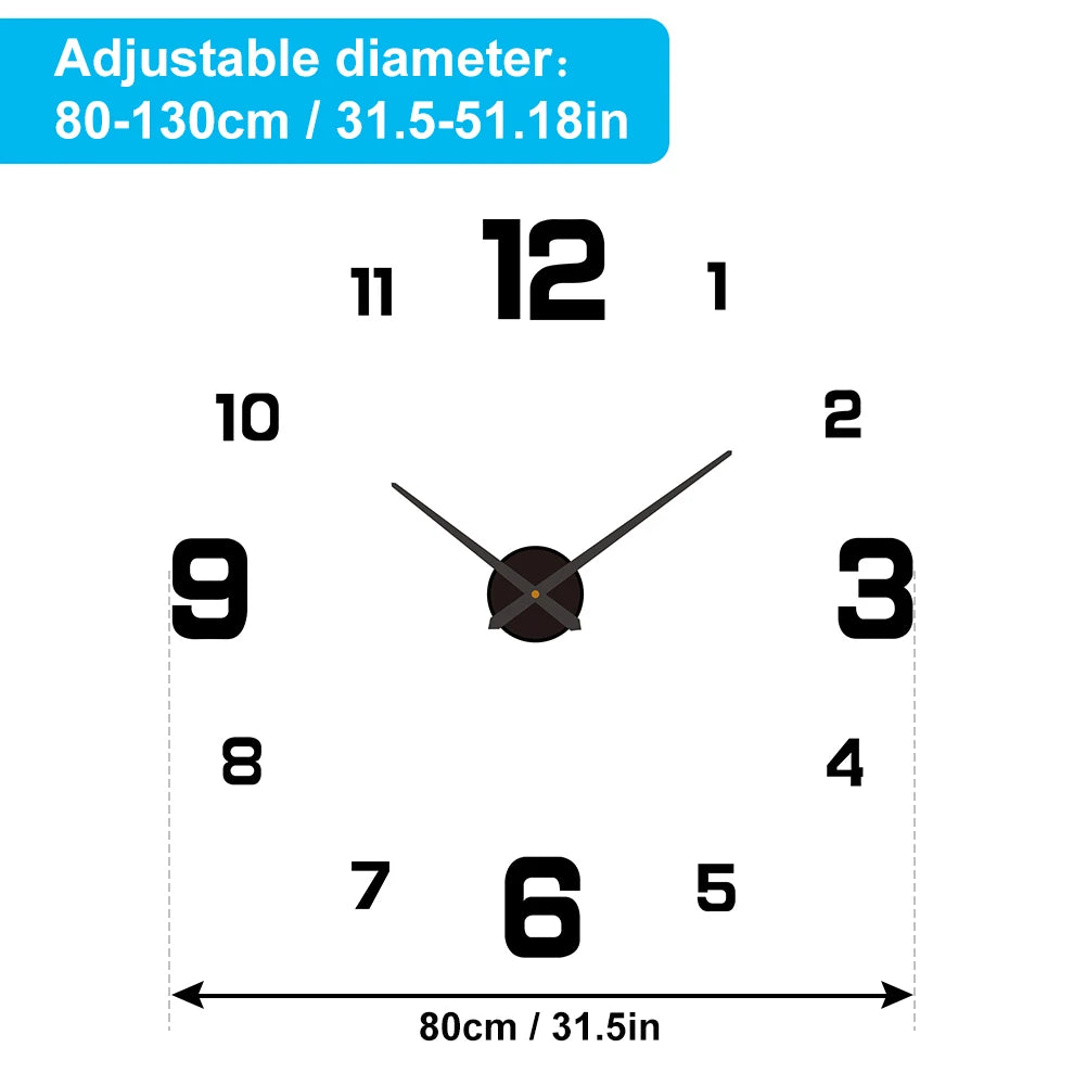 3D Acrylic Frameless Silent Wall Clock – Modern Luminous Design