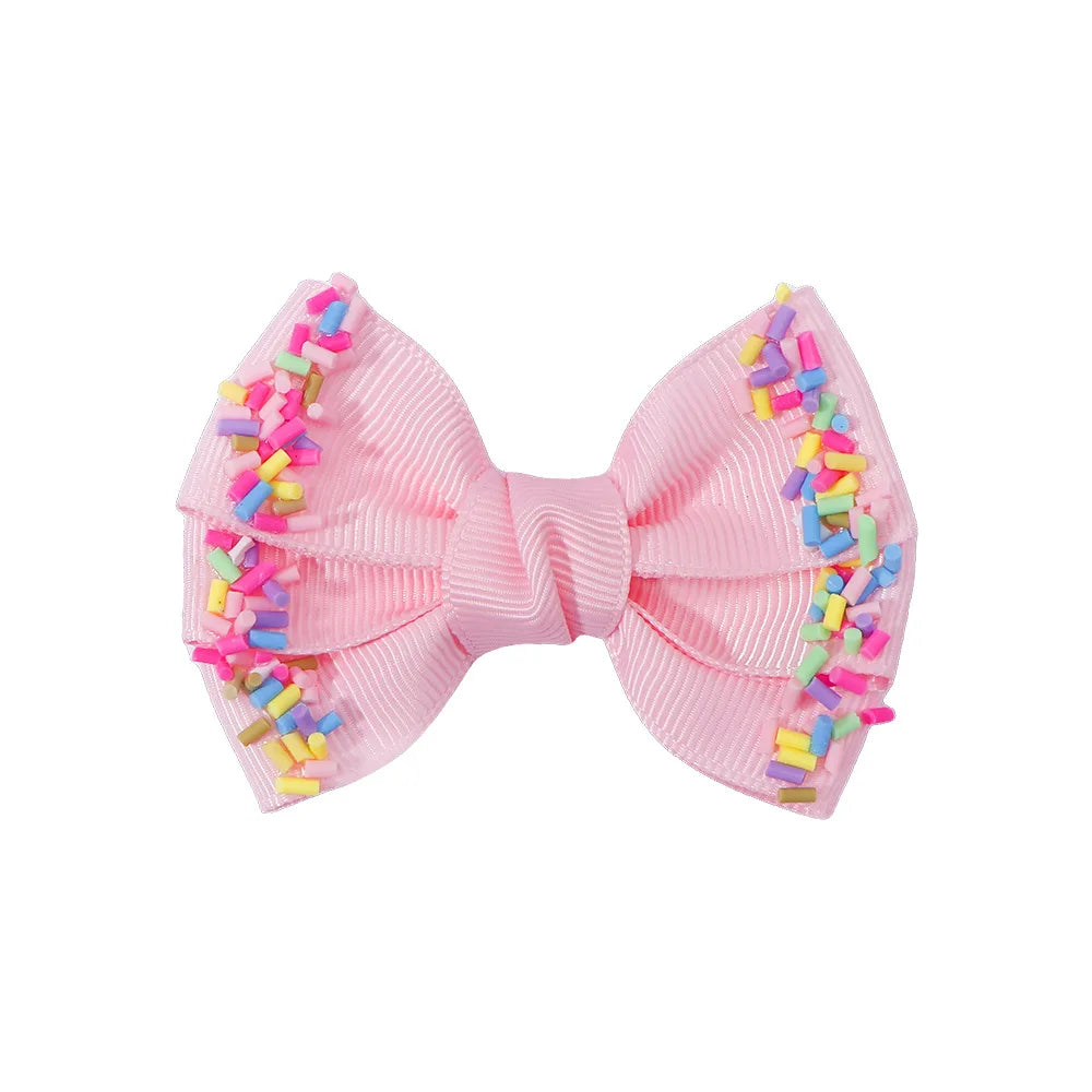 12-Pack Handmade Double Stacked Grosgrain Hair Bow Clips for Girls