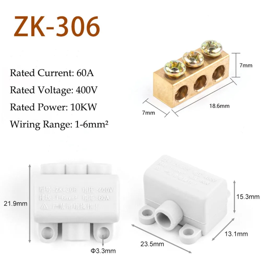 Brass High Power Wire Splitter Terminal Block 60A–100A