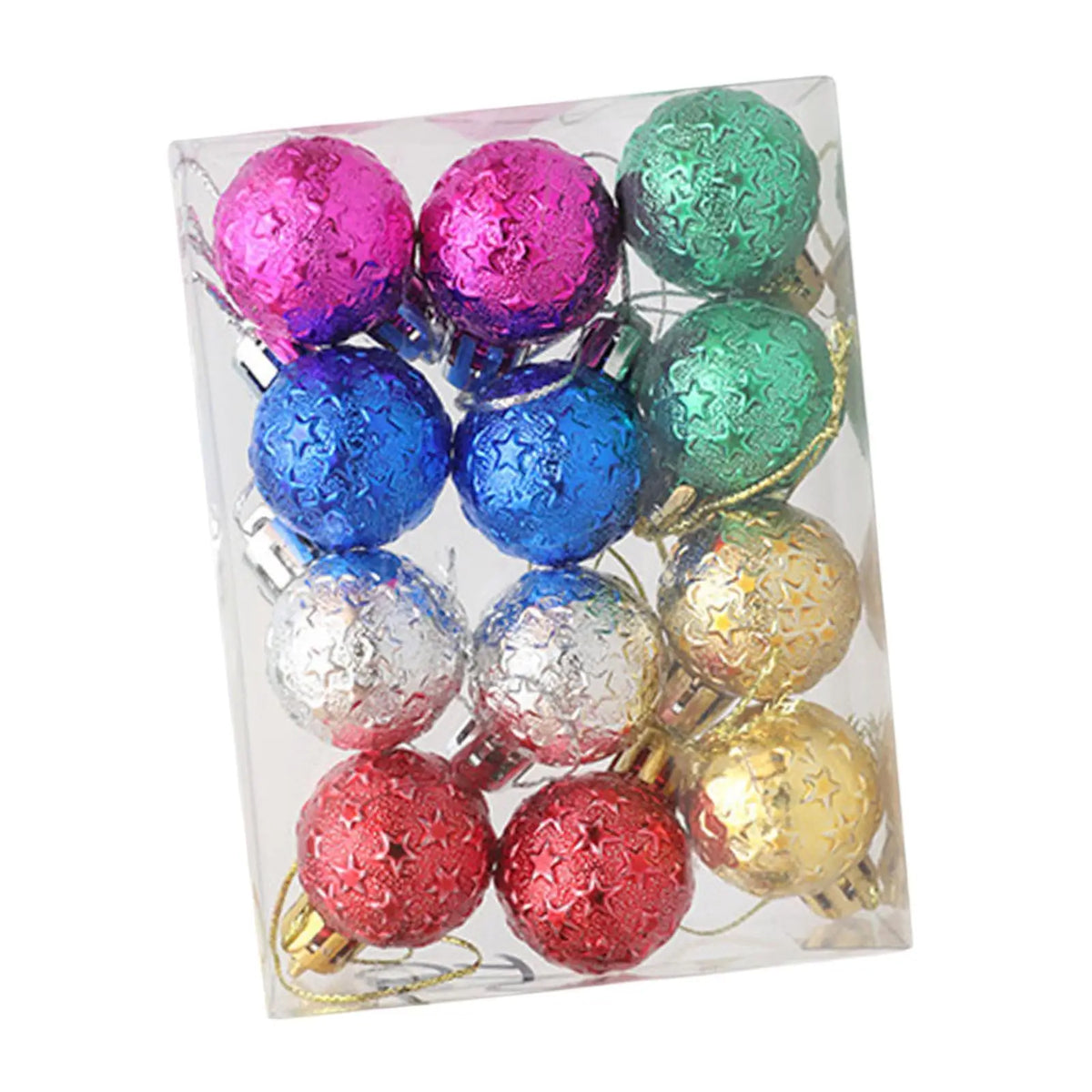 12-Pack Christmas Ball Ornaments – Colorful Tree Pendants