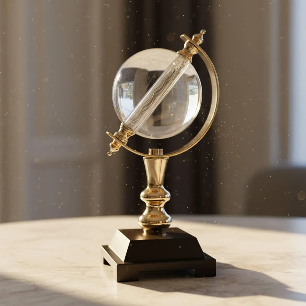 Crystal Globe Ornament – Transparent Glass Sphere Decor