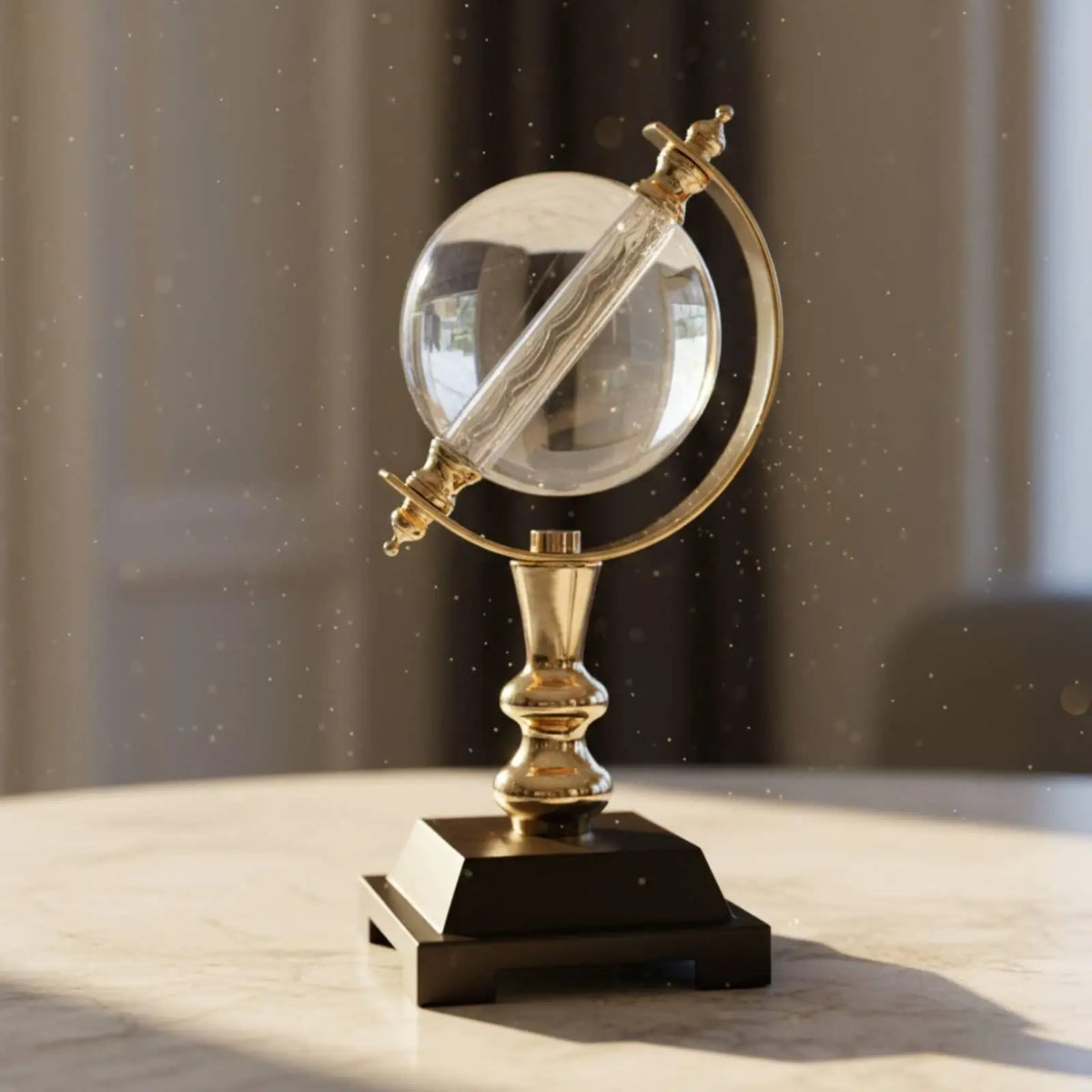 Crystal Globe Ornament – Transparent Glass Sphere Decor