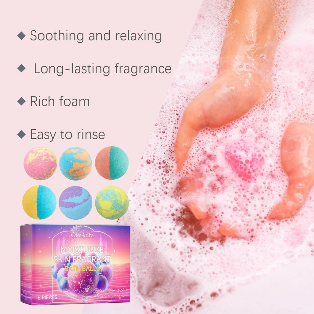 OceAura Bath Bomb Gift Set – Moisturizing Botanical Bubble Balls