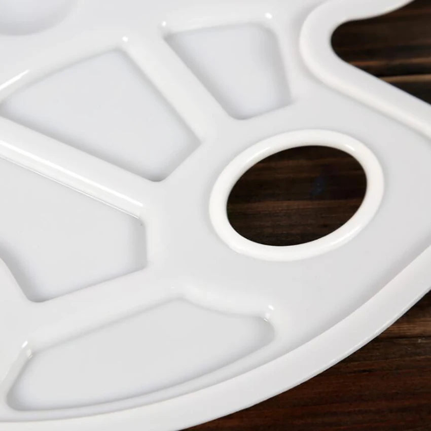 White Plastic Artist Paint Palette – 10-Well Thumb Hole
