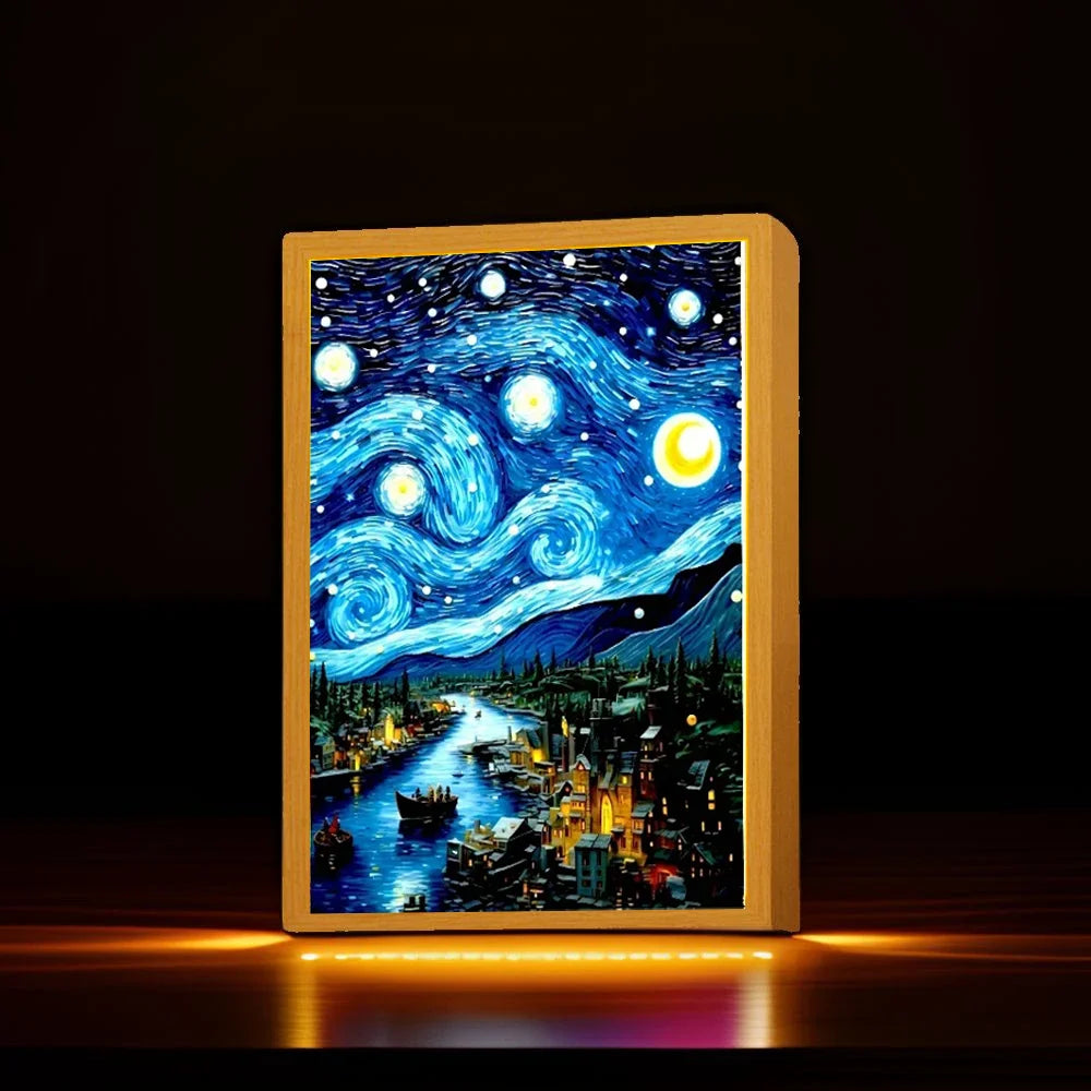 LED Light Painting Frame – Van Gogh Starry Sky Wall Art Décor