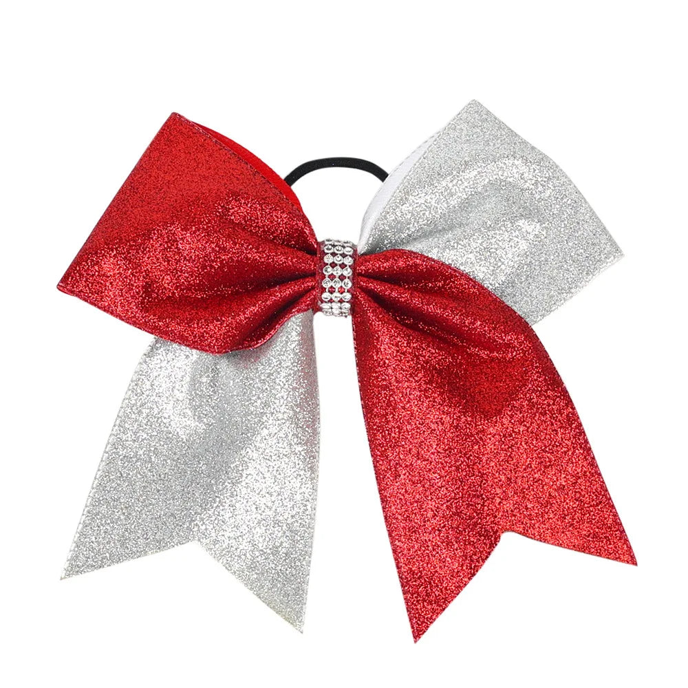 12-Pack Glitter Grosgrain Cheerleading Hair Bows for Girls