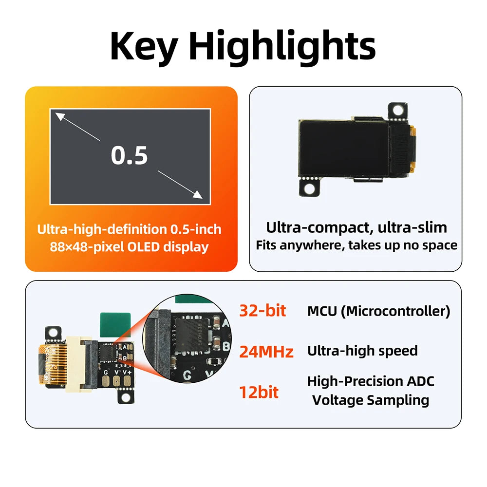 DC 0-30V Mini Digital Voltmeter – OLED 12-Bit ADC Gaqqee