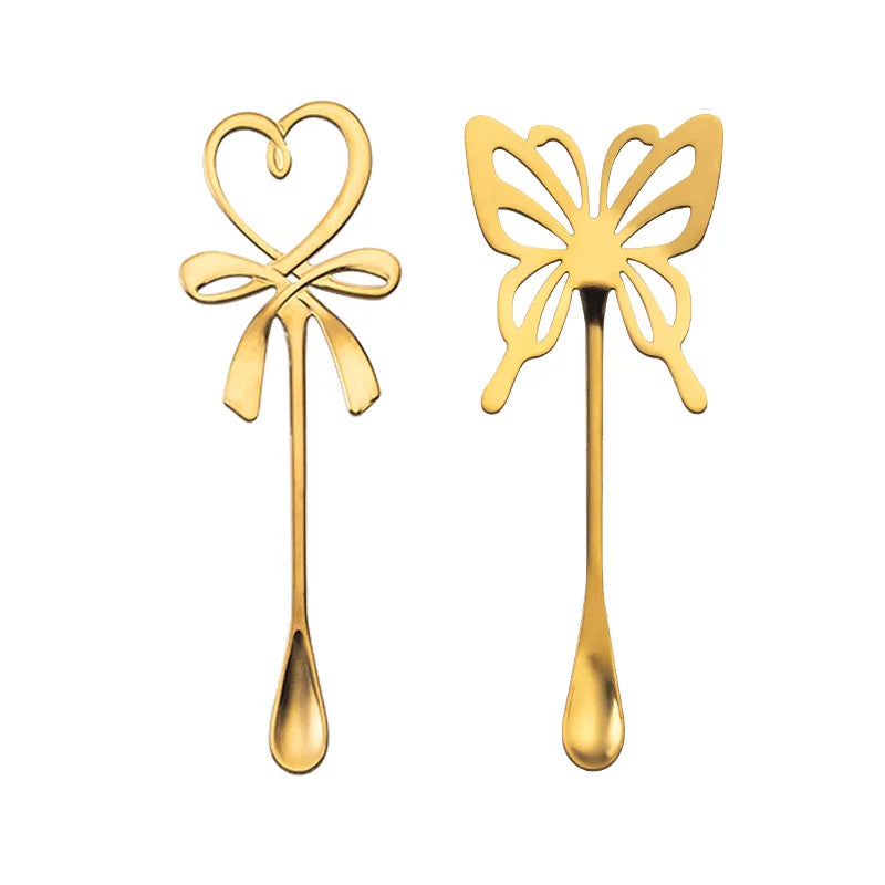 Stainless Steel Heart & Bow Spoon – Coffee & Dessert Spoon