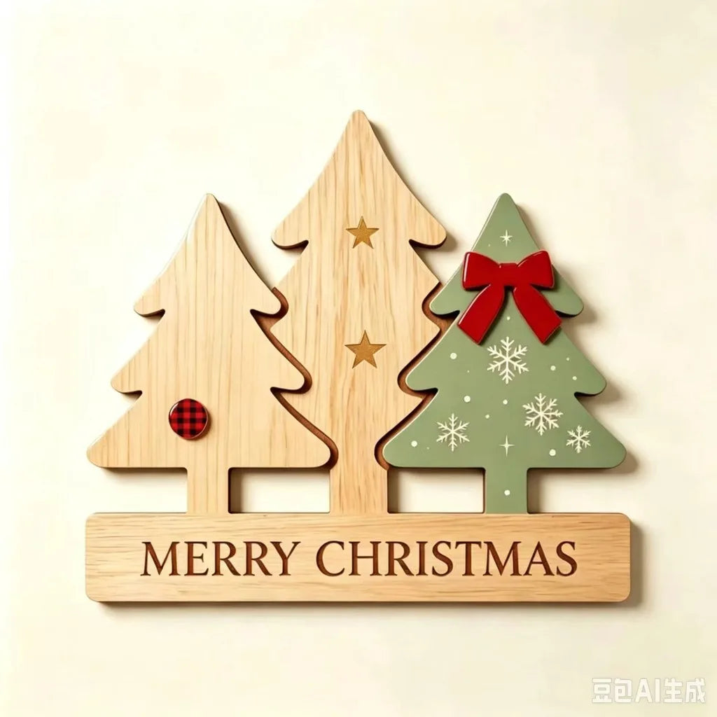 Wooden Christmas Tree Hanging Ornament | Holiday Wall Décor