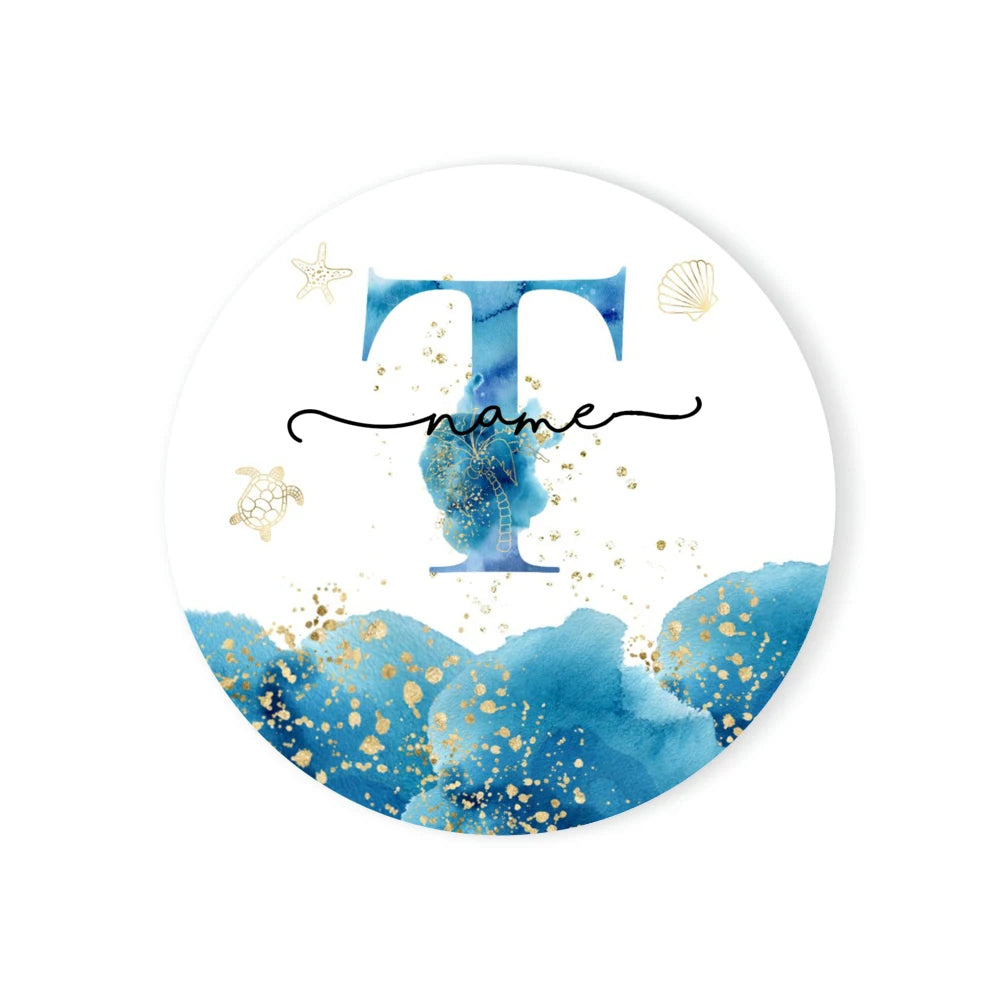 Personalized Ceramic Coaster – Custom Name & Ocean Design Gift