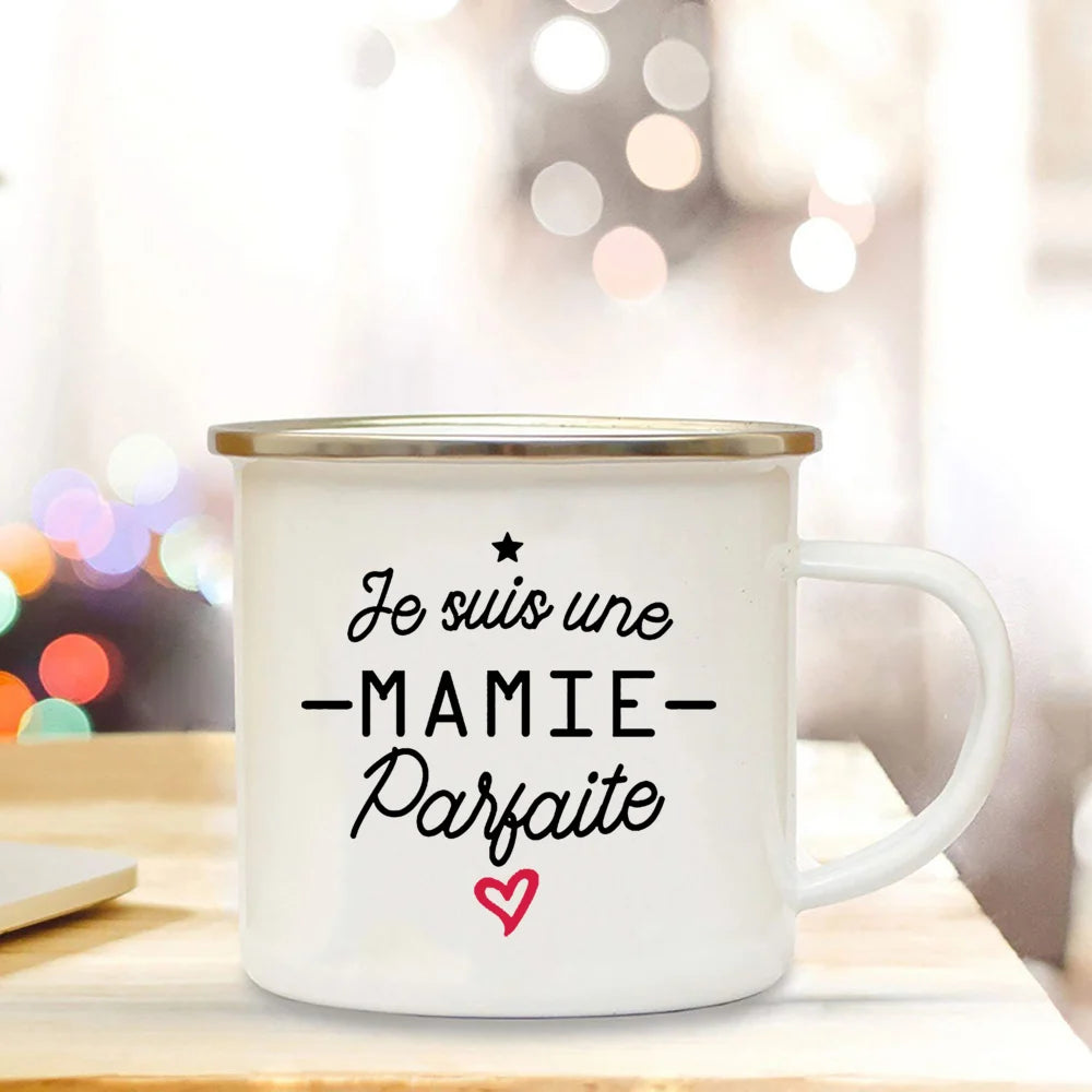 Super Mamie I Love You Enamel Mug | Grandmother Gift Mug