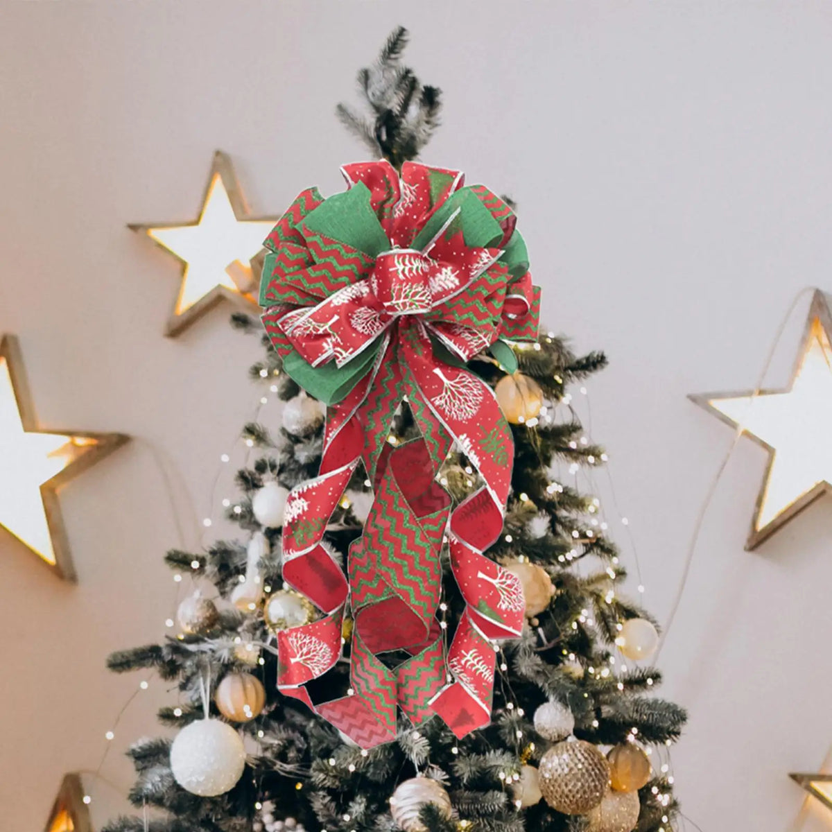 Large Christmas Tree Topper Bow – Wreath & Door Xmas Decor